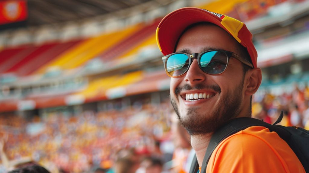 un supporter participant a un match souriant infini sport